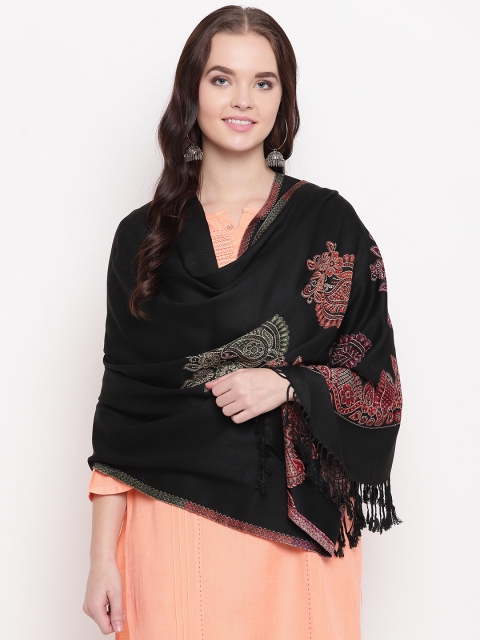 

HK colours of fashion Women Black Woven Design Stole
