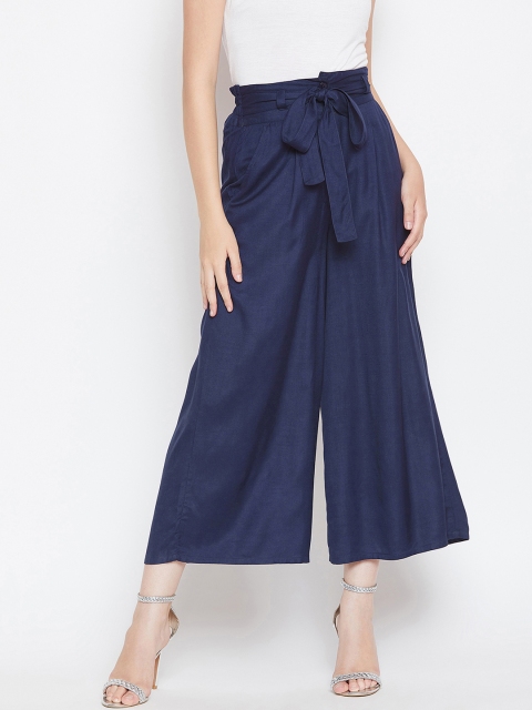 

LUCERO Women Navy Blue Solid Wide Leg Palazzos