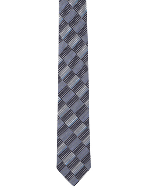 

Peter England Grey & Off-White Woven Design Broad Tie