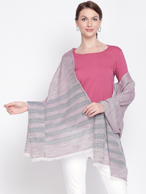

Style Quotient Women Pink & Grey Striped Shawl