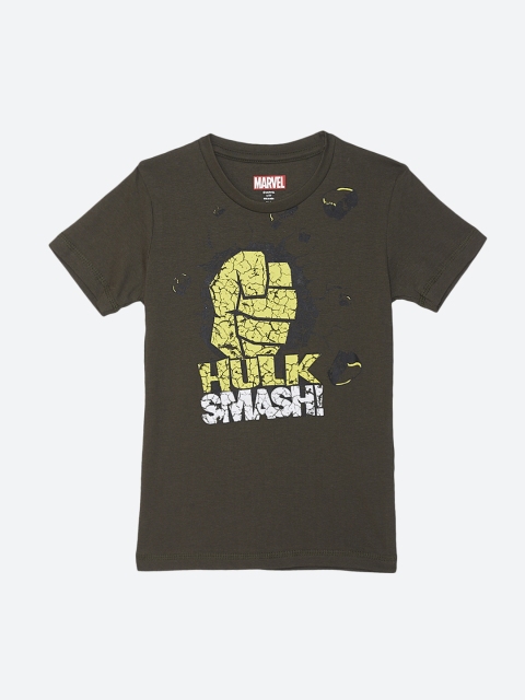 

Kids Ville Hulk featured Olive Tshirt for Boys
