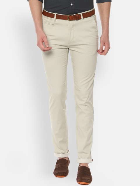 

V Dot Men Beige Slim Fit Self Design Chinos