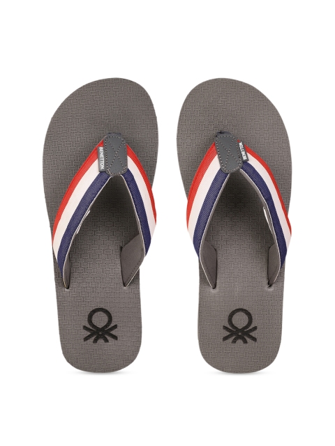 

United Colors of Benetton Men Red & White Striped Thong Flip-Flops