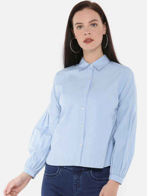 

Splash Women Blue Solid Regular Fit Casual Shirt