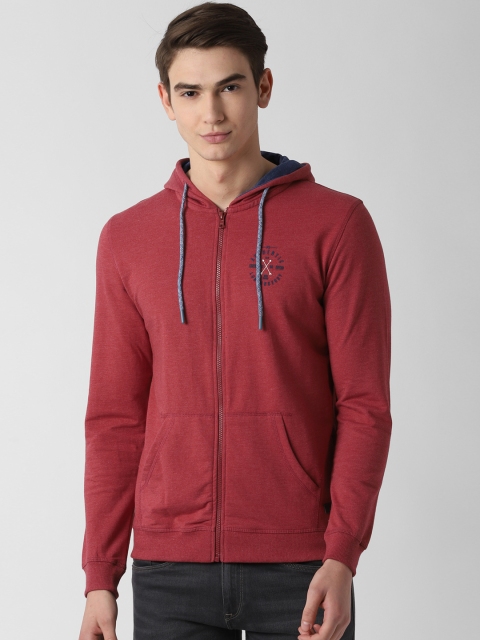 

Peter England Casuals Men Maroon Solid Hooded Sweatshirt