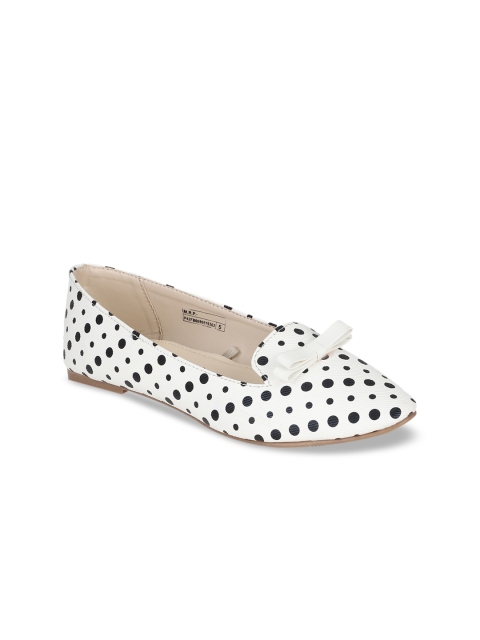 

People Women White Printed Suede Ballerinas