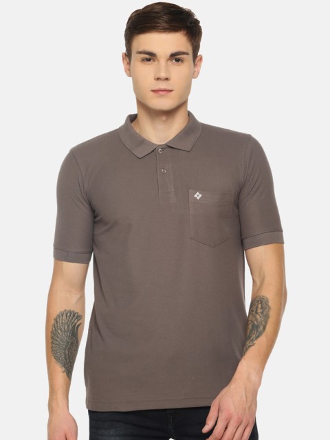 

Dollar Bigboss Men Taupe Solid Polo Collar T-shirt