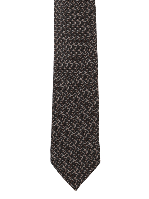 

Peter England Brown & Black Woven Design Broad Tie