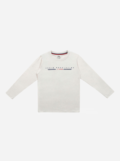

Lil Tomatoes Boys Off-White Printed Round Neck T-shirt