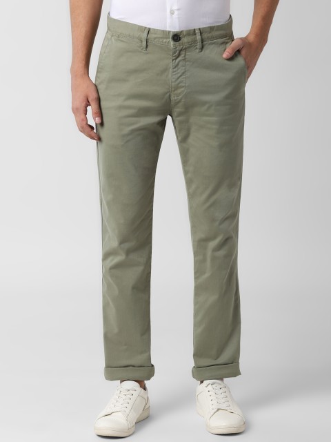 

Peter England Casuals Men Olive Green Slim Fit Solid Regular Trousers