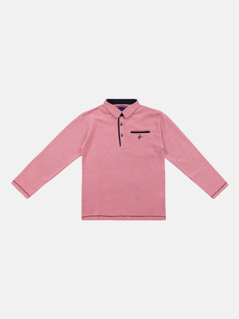 

Lil Tomatoes Boys Pink Solid Polo Collar T-shirt