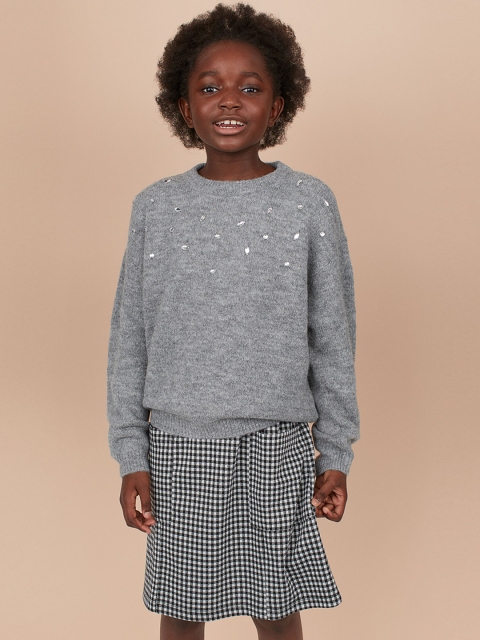 

H&M Girls Grey Solid Knitted jumper
