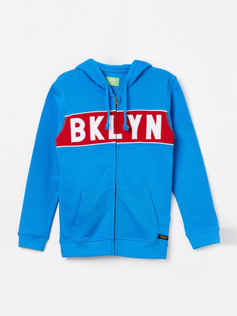 

Bossini Boys Blue Printed Hooded Sweatshirt