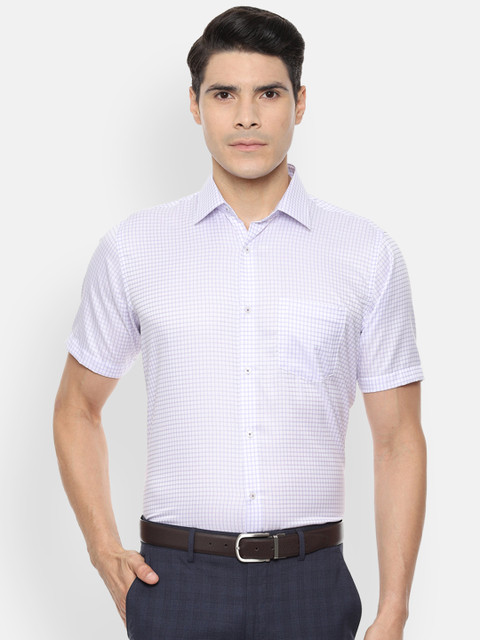 

Van Heusen Men Lavender Regular Fit Checked Formal Shirt