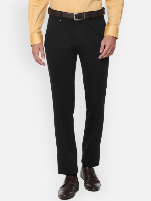 V Dot Men Black Skinny Fit Solid Formal Trousers