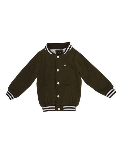 

Allen Solly Junior Boys Olive Green Solid Varsity Jacket