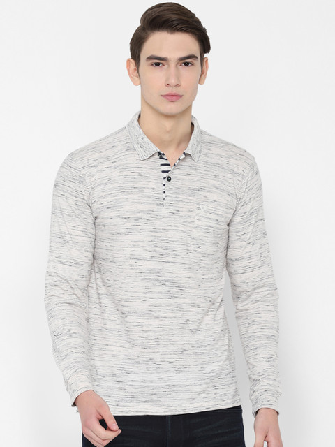 

Allen Solly Men Grey Melange Solid Polo Collar T-shirt