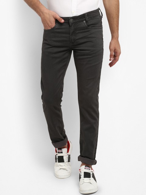 

Mufti Men Grey Slim Fit Self Design Regular Trousers, Charcoal