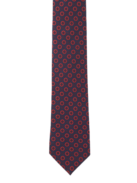 

Peter England Navy Blue & Red Woven Design Broad Tie