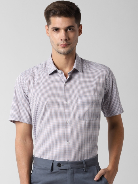 

Peter England Men Blue & Pink Slim Fit Checked Formal Shirt