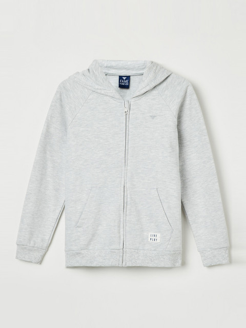 

Fame Forever by Lifestyle Boys Grey Melange Solid Hooded Sweatshirt