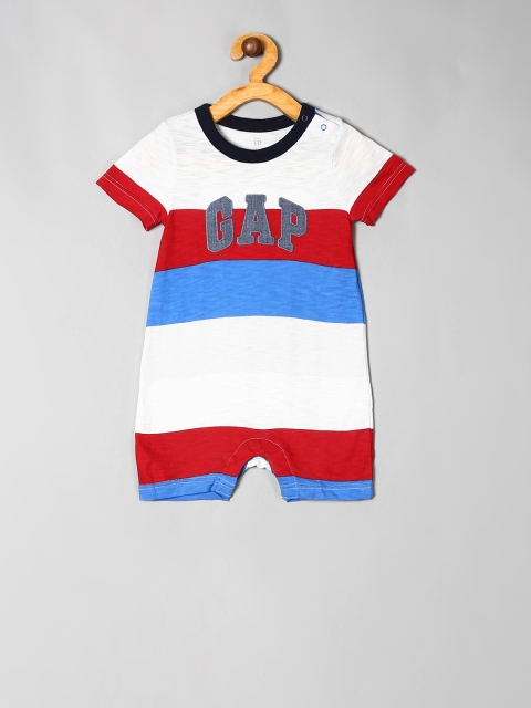 

GAP Boys White & Red Striped Romper