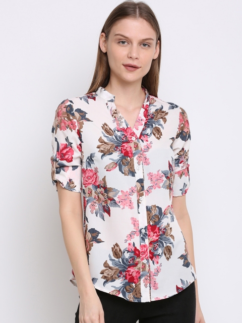 

Rute Women White & Red Printed Regular Fit Casual Shirt