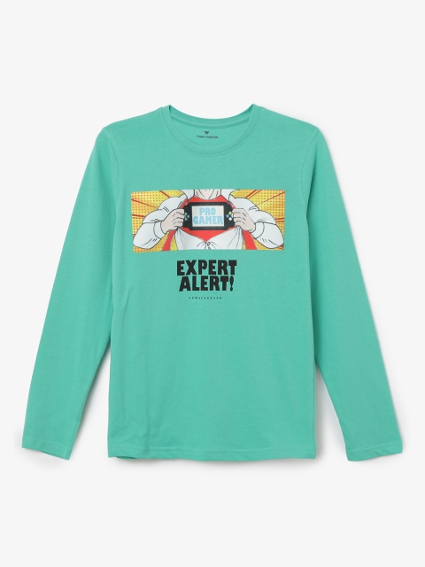 

Fame Forever by Lifestyle Boys Green Printed Round Neck T-shirt