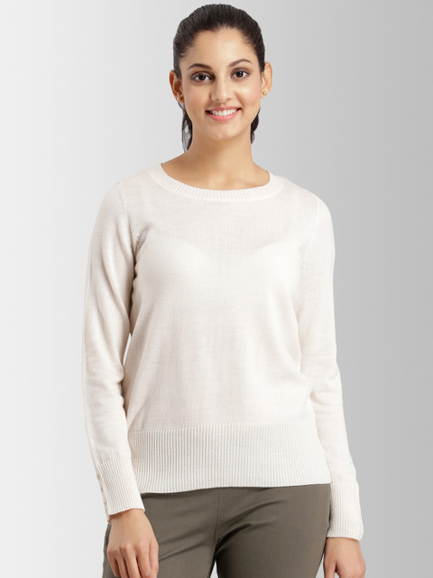 

FableStreet Women White Solid Sweater