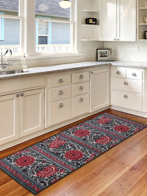 

RUGSMITH Green & Red Patterned Anti-Skid Floor Runner