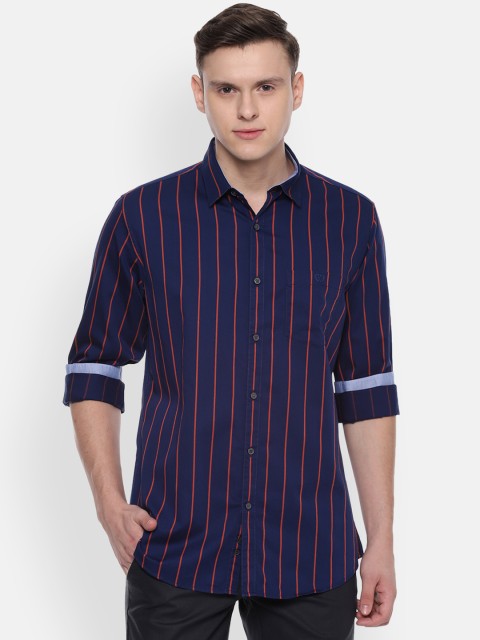 

Van Heusen Sport Men Navy Blue Slim Fit Striped Casual Shirt