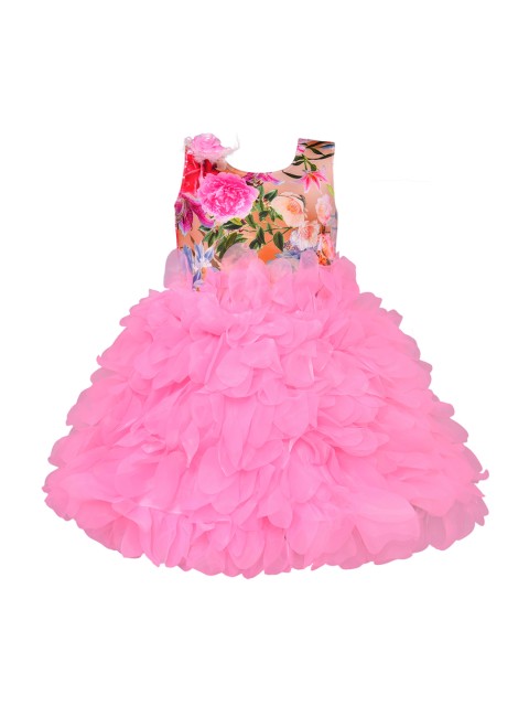 

Wish Karo Girls Pink Printed Fit and Flare Dress