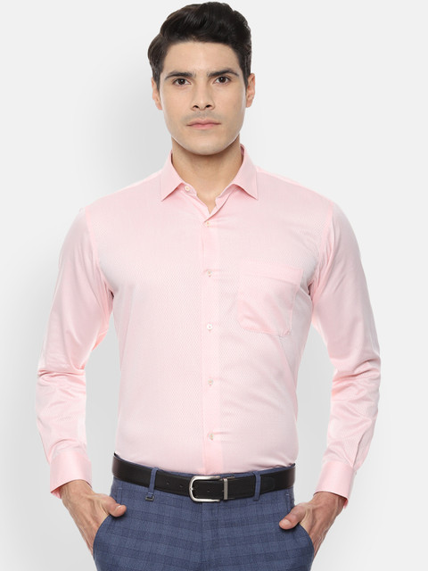 

Van Heusen Men Peach-Coloured Regular Fit Printed Formal Shirt