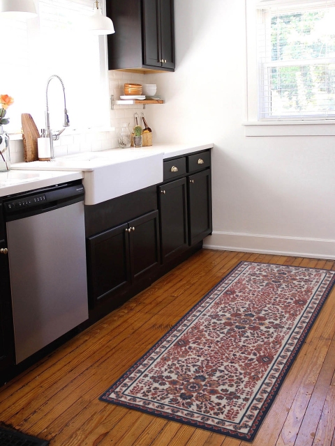 

RUGSMITH Navy Blue & Brown Patterned Anti-Skid Rectangle Floor Runner
