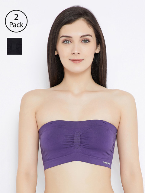 

C9 AIRWEAR Pack of 2 Solid Non-Wired Non Padded Bandeau Bras P2311_, Black