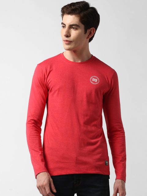 

Peter England Casuals Men Red Printed Round Neck Slim Fit T-shirt