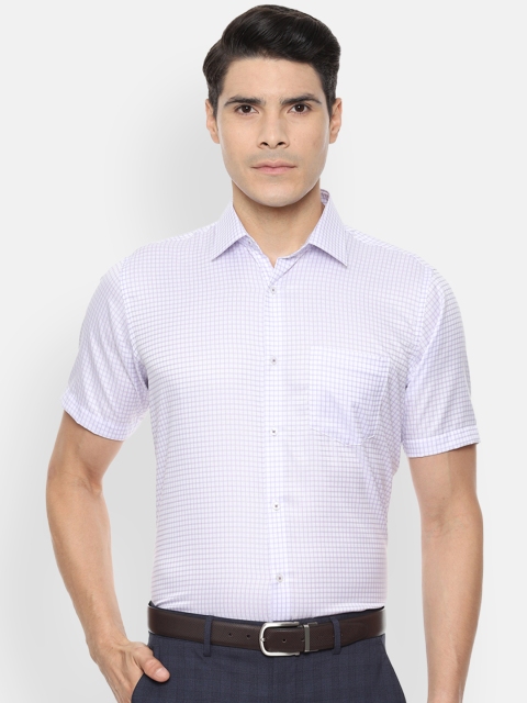 

Van Heusen Men Lavender Regular Fit Checked Formal Shirt