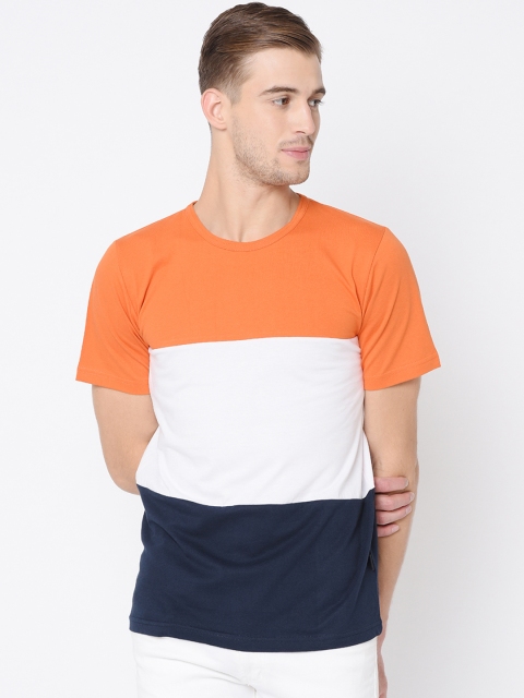 

Rigo Men Orange Colourblocked Round Neck T-shirt