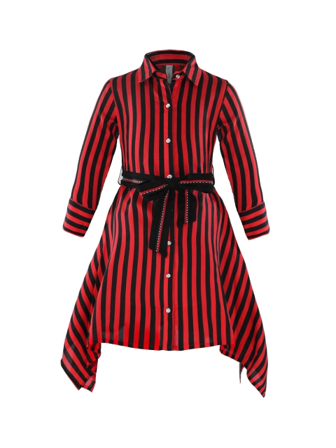 

naughty ninos Girls Red & Black Striped Shirt Dress
