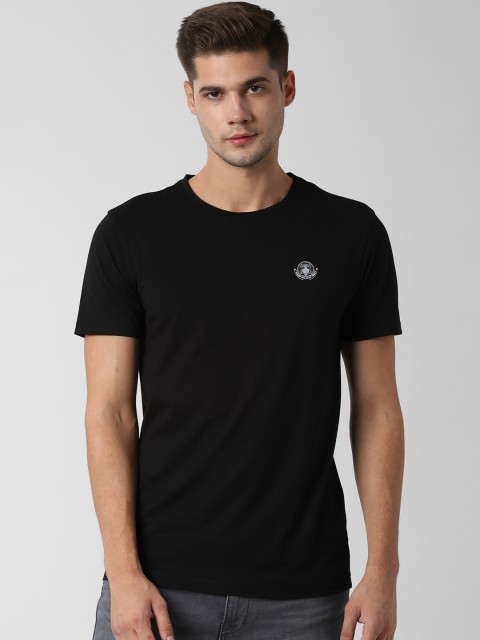

Peter England Casuals Men Black Solid Round Neck Slim Fit T-shirt