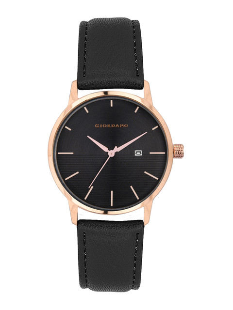 

GIORDANO Men Black Leather Analogue Watch GD-4020-02