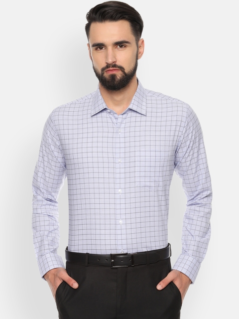 

Van Heusen Men Blue & Grey Slim Fit Checked Formal Shirt