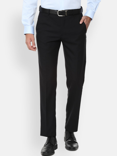 

Van Heusen Men Black Slim Fit Solid Formal Trousers