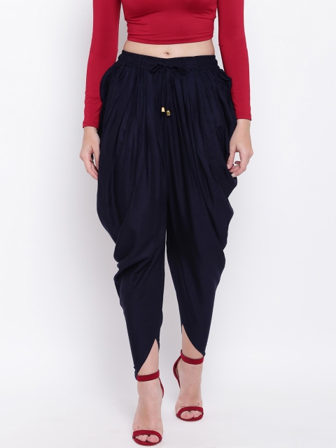 

Rivi Women Navy Blue Solid Cotton Dhoti Pants