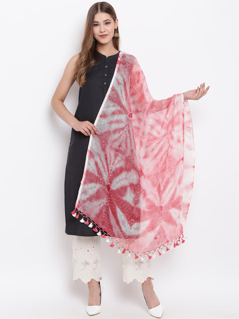 

Shakumbhari Women Pink & White Dyed Dupatta