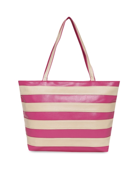 

KLEIO Pink & Cream-Coloured Striped Shoulder Bag