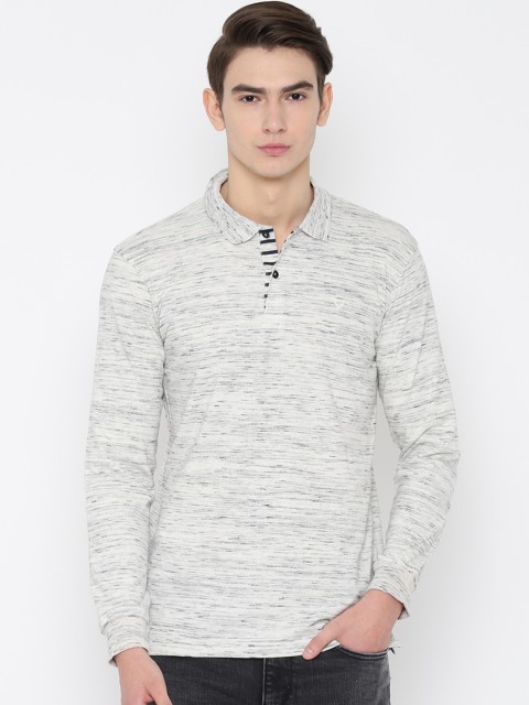 

Allen Solly Men Grey Melange Solid Polo Collar T-shirt