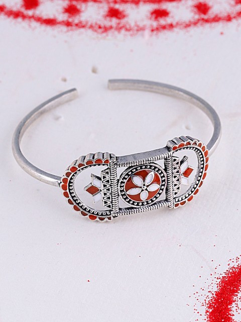 

Studio Voylla Silver-Plated Oxidised Cuff Bracelet