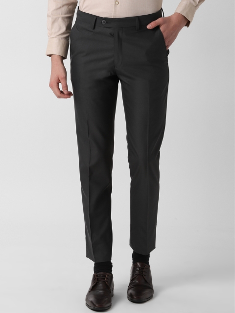 

Peter England Men Grey Slim Fit Self Design Formal Trousers