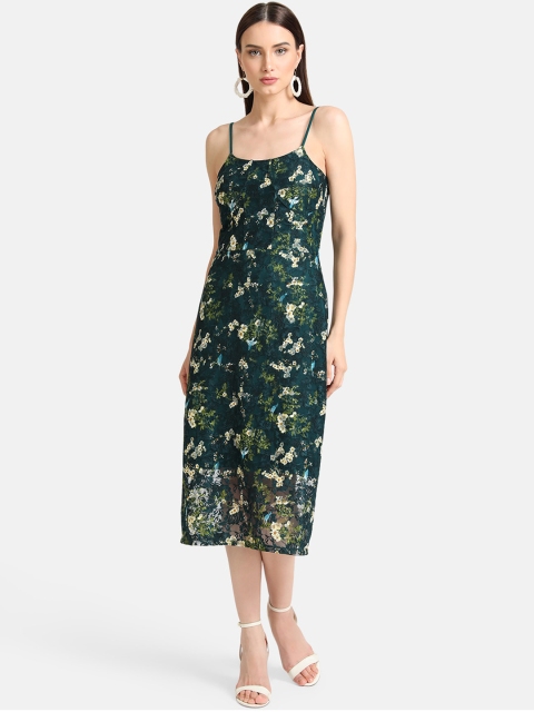 

Kazo Women Green Floral Printed A-Line Dress